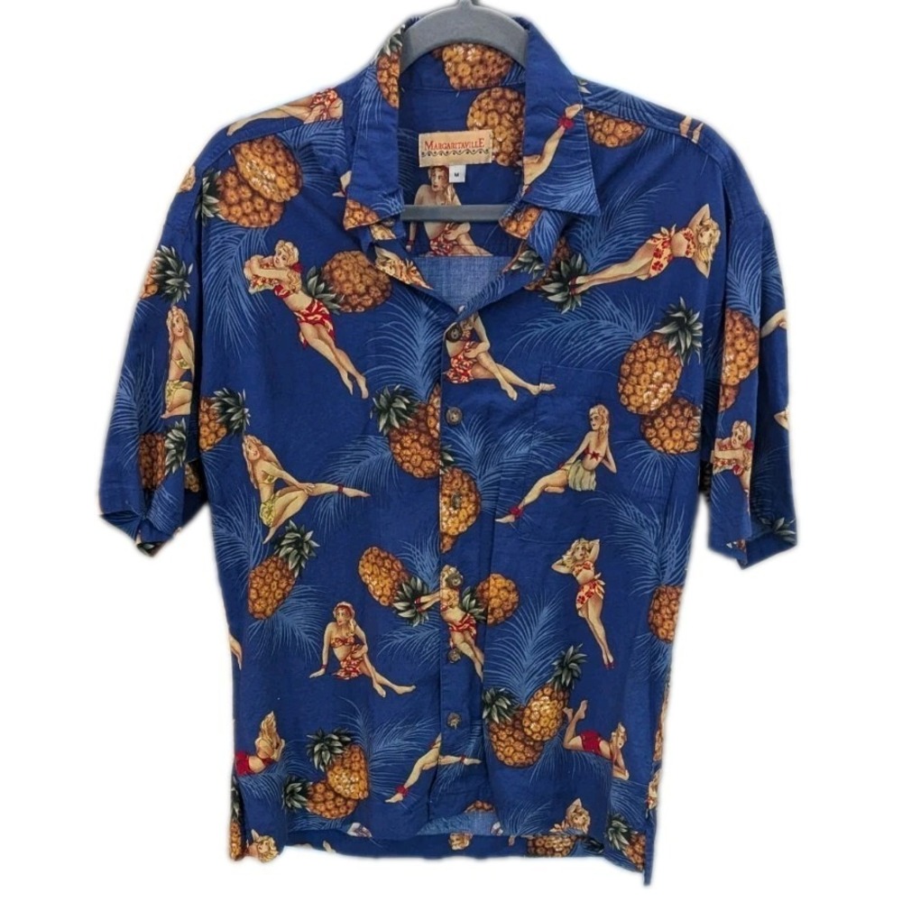 Margaritaville Blue Hawaiian Pineapple & Pin-Up Print Button Down Shirt